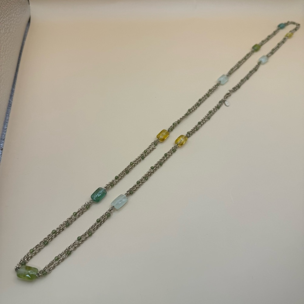 Vintage Monet 36” Gold Tone Necklace Multi Color Glass Beads Chain - Picture 5 of 9